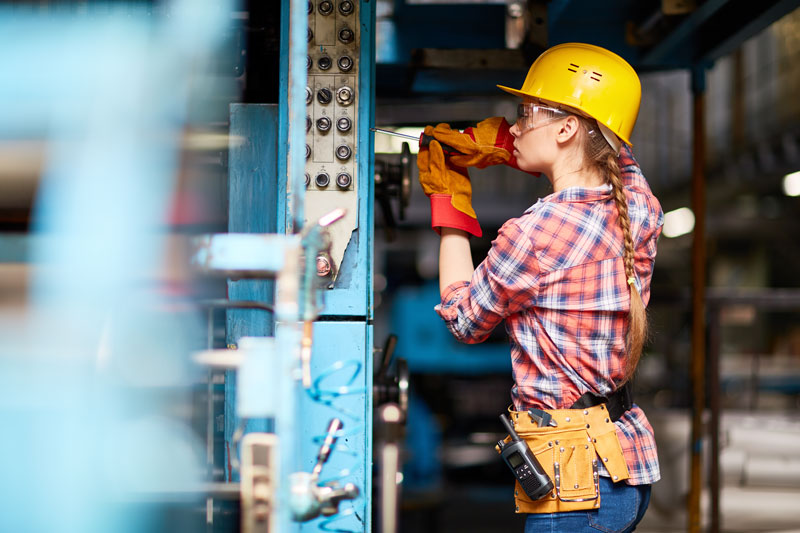 Woman training in construction skills