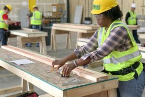 Woman in construction class