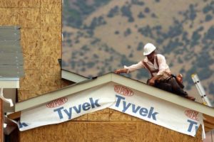Construction worker on a roof